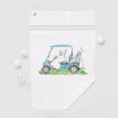 Serviette De Golf Panier de golf unique bleu Monogramme Aquarelle (En situation)