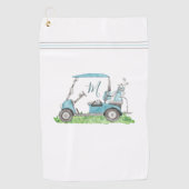 Serviette De Golf Panier de golf unique bleu Monogramme Aquarelle (Devant)