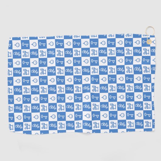 Serviette De Golf Panneau de contrôle bleu et blanc (Horizontal)