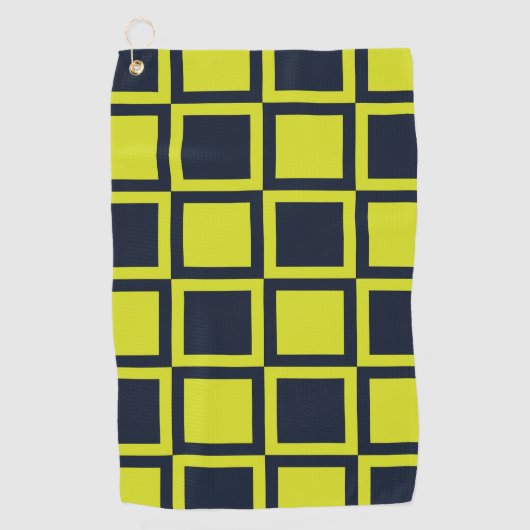 Serviette De Golf Panneau de contrôle bleu marine Green Checkerboard (Devant)