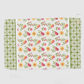 Serviette De Golf Panneau Retro Pink Spring Birds (Horizontal)