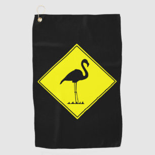 Serviette De Golf Panneau routier de silhouette de Flamant rose