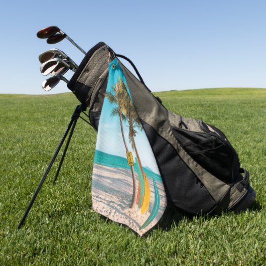 Serviette De Golf Panneaux de surf sur la plage lancer oreiller (Vert)