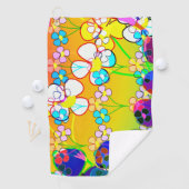 Serviette De Golf Pansies rétro-électriques à fleurs (En situation)