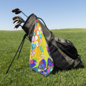 Serviette De Golf Pansies rétro-électriques à fleurs (Vert)