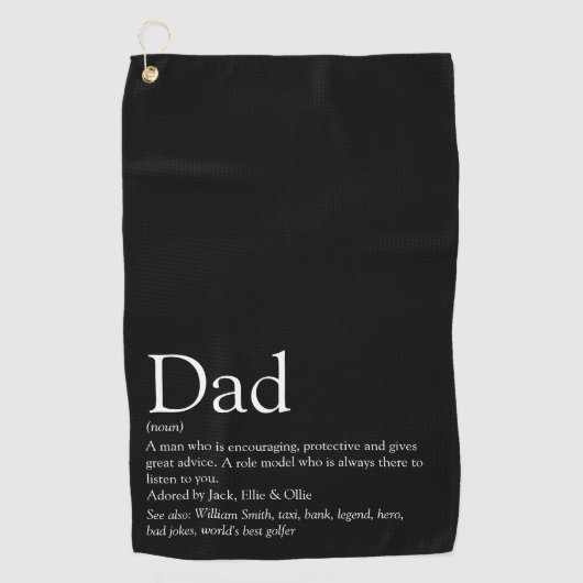 Serviette De Golf Papa, Daddy, Définition de Père Noir et Blanc (Devant)