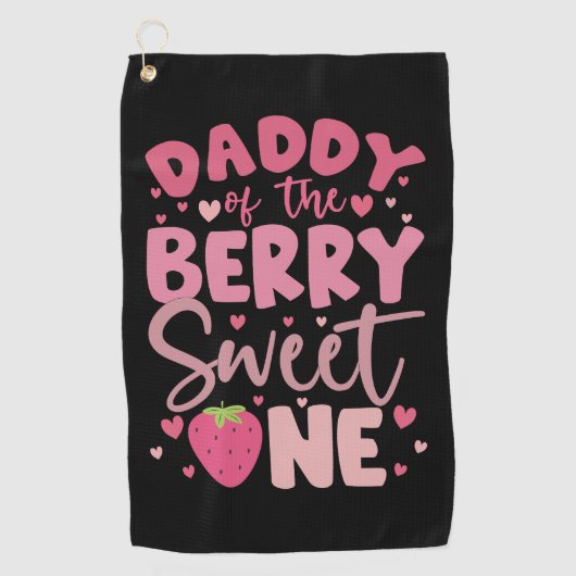 Serviette De Golf Papa de la douce fraise d'anniversaire (Devant)
