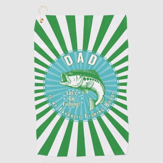 Serviette De Golf "Papa est mon pote de pêche" (Devant)