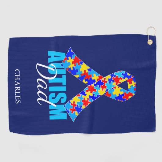 Serviette De Golf Papa fait sur commande d'autisme (Horizontal)