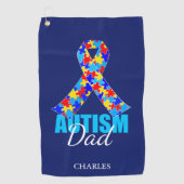 Serviette De Golf Papa fait sur commande d'autisme (Devant)