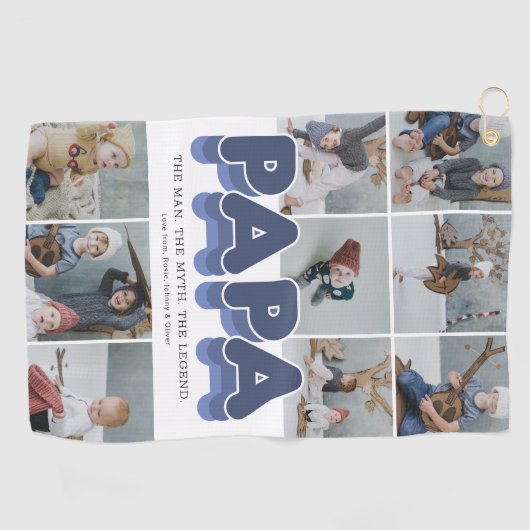 Serviette De Golf Papa Modern Photo Collage Golf Towel (Horizontal)