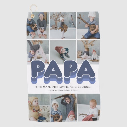 Serviette De Golf Papa Modern Photo Collage Golf Towel (Devant)