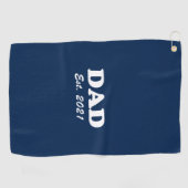 Serviette De Golf Papa personnalisé date établie marine bleu personn (Horizontal)