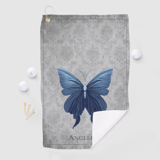 Serviette De Golf Papillon à bijoux bleu (En situation)