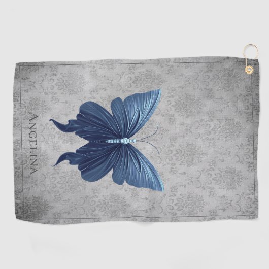 Serviette De Golf Papillon à bijoux bleu (Horizontal)