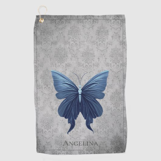 Serviette De Golf Papillon à bijoux bleu (Devant)