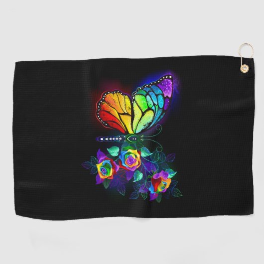 Serviette De Golf Papillon arc-en-ciel (Horizontal)