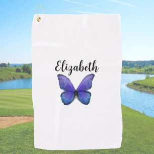 Serviette de golf papillon bleu joli nom personnal