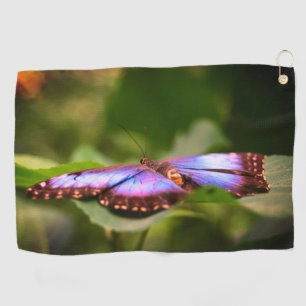 Serviette De Golf Papillon Bleu Nature Fermer Tint Haut