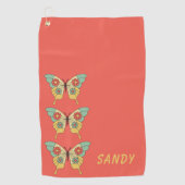 Serviette De Golf Papillon Boho Retro Femme personnalisée (Devant)