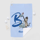 Serviette De Golf Papillon de chat siamois monogramme initial B Votr (En situation)