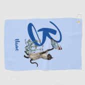 Serviette De Golf Papillon de chat siamois monogramme initial B Votr (Horizontal)
