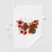 Serviette De Golf Papillon de fleurs rouges aux roses rouges (En situation)