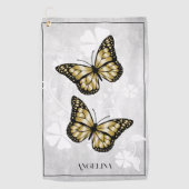 Serviette De Golf Papillon d'or Floral Golf serviette (Devant)