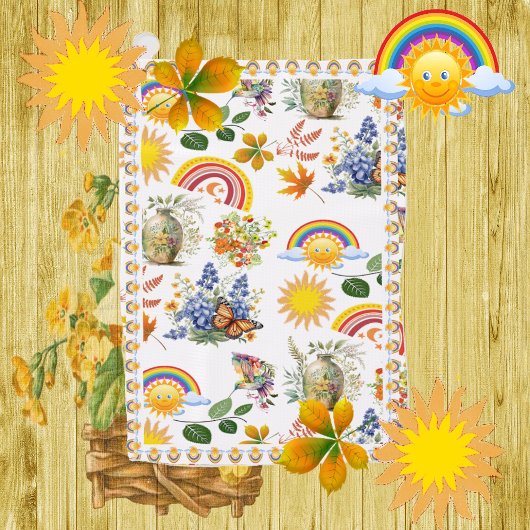 Serviette De Golf Papillon du jardin de printemps Arc en ciel Vert s