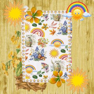 Serviette De Golf Papillon du jardin de printemps Arc en ciel Vert s