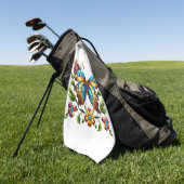 Serviette De Golf Papillon en vitrail coloré avec fleurs (Vert)