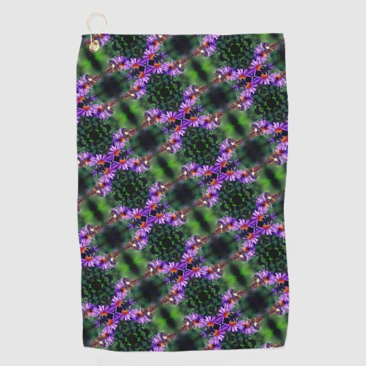 Serviette De Golf Papillon Lady Peint Sur Aster Flower Abstrait (Devant)