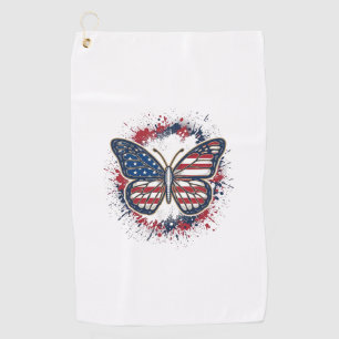 Serviette De Golf Papillon Patriotique Gravure Vintage Vector Design