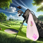 Serviette De Golf papillon rose - ajouter un nom