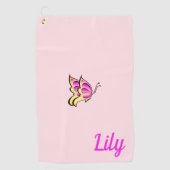 Serviette De Golf papillon rose - ajouter un nom (Devant)