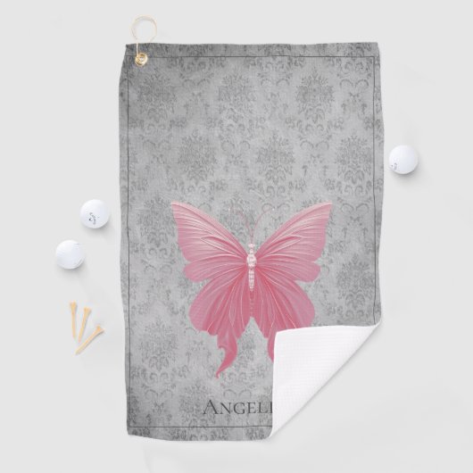 Serviette De Golf Papillon rose bijoux (En situation)