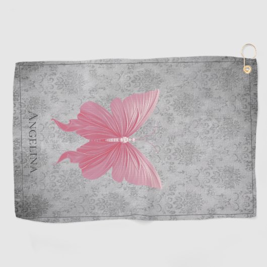 Serviette De Golf Papillon rose bijoux (Horizontal)