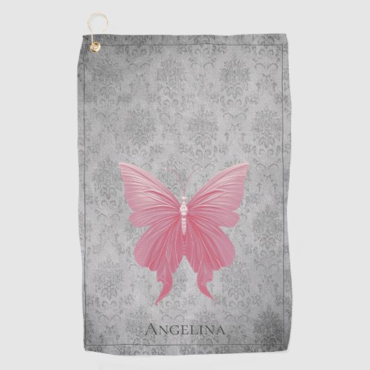 Serviette De Golf Papillon rose bijoux (Devant)