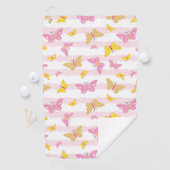 Serviette De Golf Papillon rose et or (En situation)