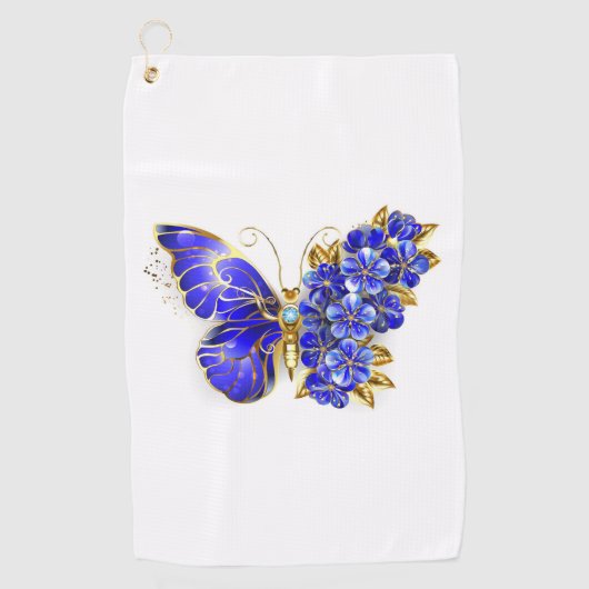 Serviette De Golf Papillon Saphir Fleur (Devant)