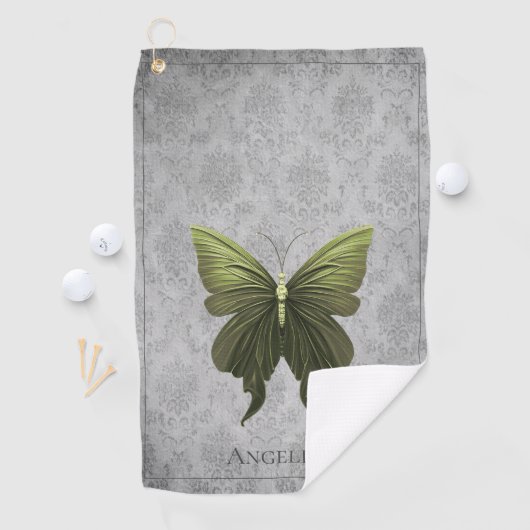 Serviette De Golf Papillon vert bijoux (En situation)
