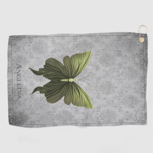 Serviette De Golf Papillon vert bijoux (Horizontal)