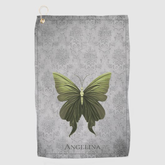 Serviette De Golf Papillon vert bijoux (Devant)