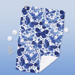 Serviette De Golf Papillons Aquarelle Bleu<br><div class="desc">Peinture à papillon bleu indigo.</div>
