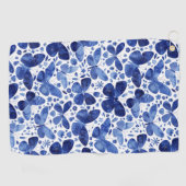 Serviette De Golf Papillons Aquarelle Bleu (Horizontal)