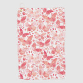 Serviette De Golf Papillons Aquarelle Corail rose (Devant)