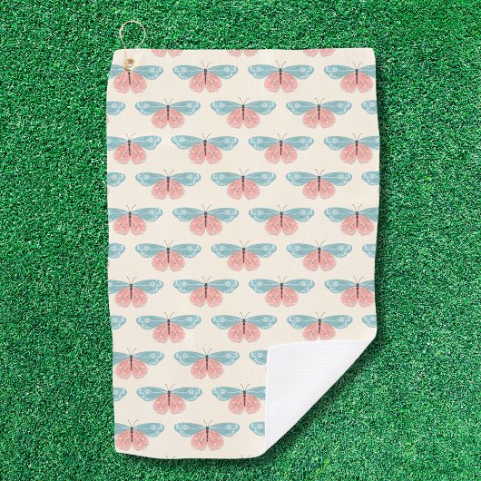 Serviette De Golf Papillons Boho Sur Fond Jaune Clair