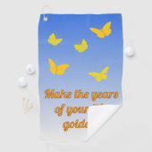 Serviette De Golf Papillons dorés avec texte (En situation)