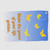 Serviette De Golf Papillons dorés avec texte (Horizontal)