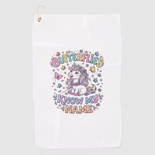 Serviette De Golf Papillons Licorne Connaissent Mon Nom Charmant Art